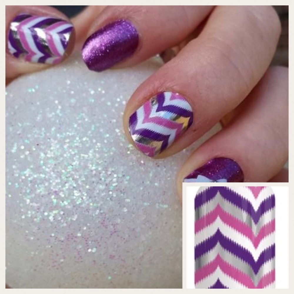Jamberry nail wrap gala pink purple silver